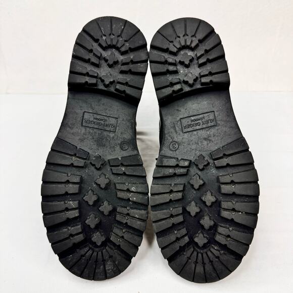 Kurt Geiger Girls Black Patent Leather Birdie Combat Boots Rainbow Accent Size 3 - Picture 11 of 12